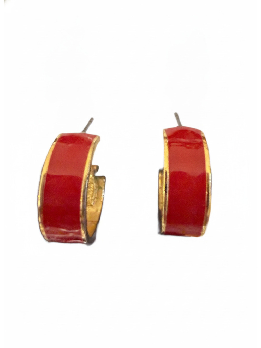 Red hoop earrings